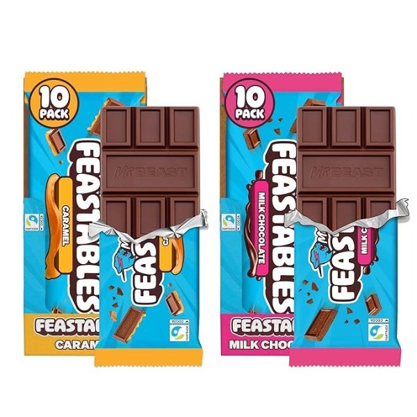  Feastables Caramel & Milk Chocolate Bars 20 Count