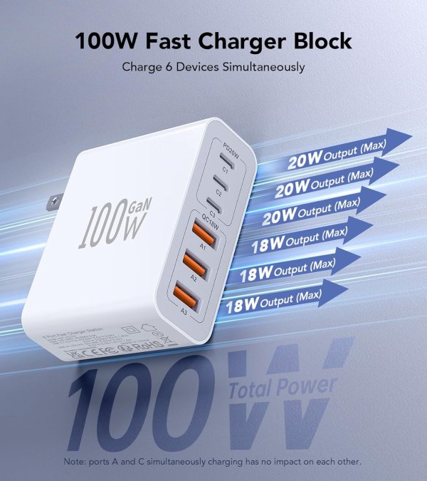 CSODINCE 100W 6口 USB C 快充插座