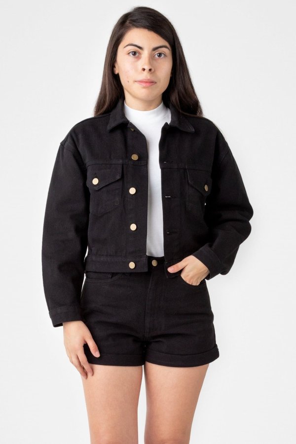 Los Angeles Apparel RBDW03GD Cropped Bull Denim Jacket