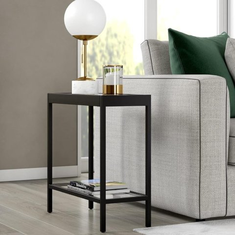 Henn&Hart Rectangular Side Table Blackened Bronze 24 Inch