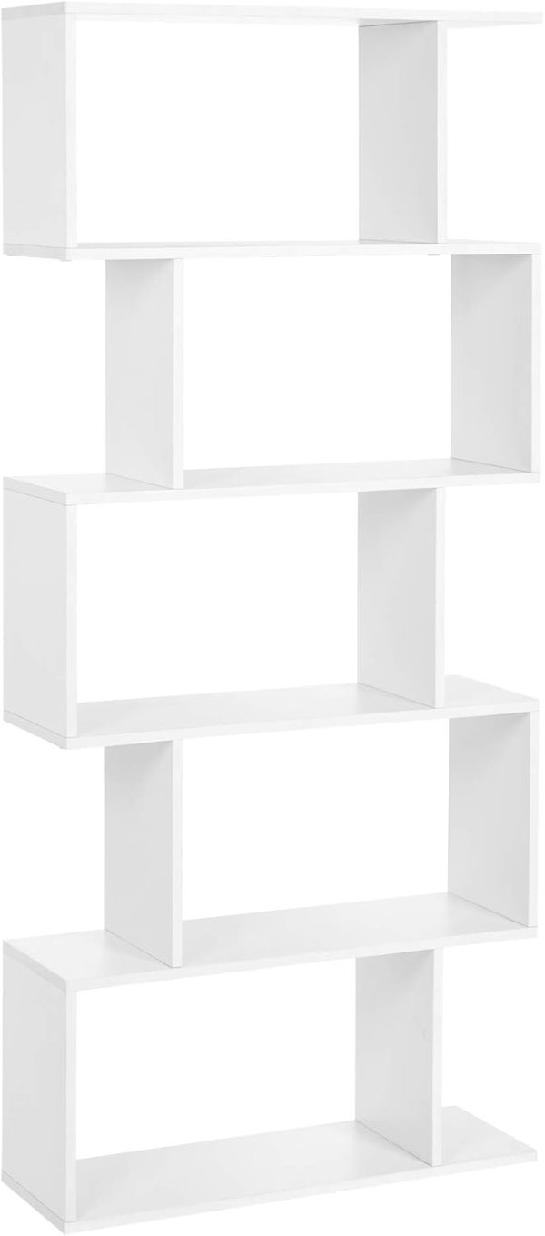 5-Tier Wooden Bookshelf White