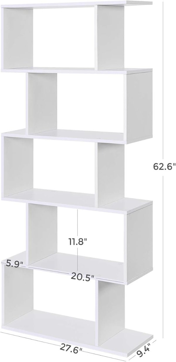 5-Tier Wooden Bookshelf White