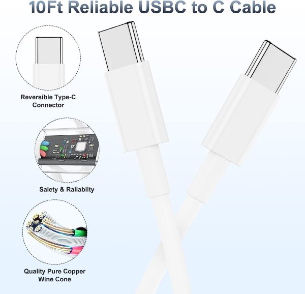 Kitminun iPhone 15 快充头 10英尺C-C线
