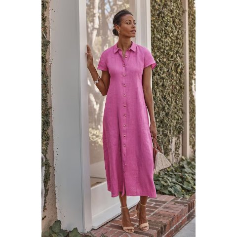 JJill Linen Maxi Shirtdress
