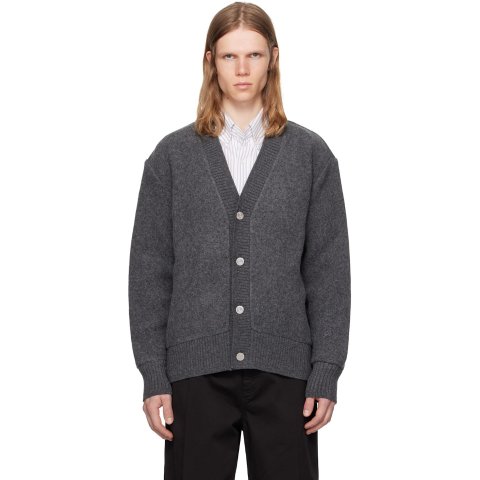 Thom Browne Gray Wool Fleece Cardigan