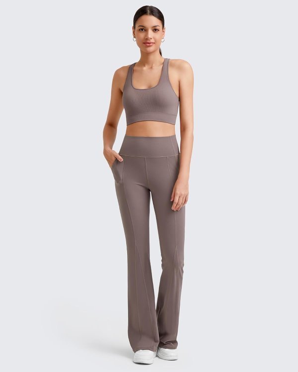 G4Free BareFeel High Waisted Flare Yoga Pants for Women 31 Inch