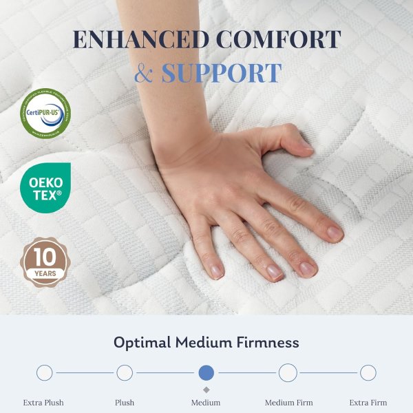 CH CHARME HOUSE 12 Inch Hybrid Queen Mattress Blue