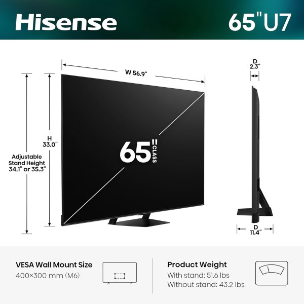 65U7SF Mini-LED 165Hz 65英寸智能电视