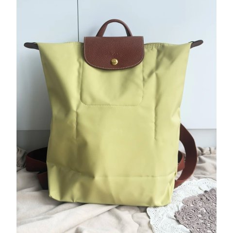 Longchamp中号双肩包 绿棕色