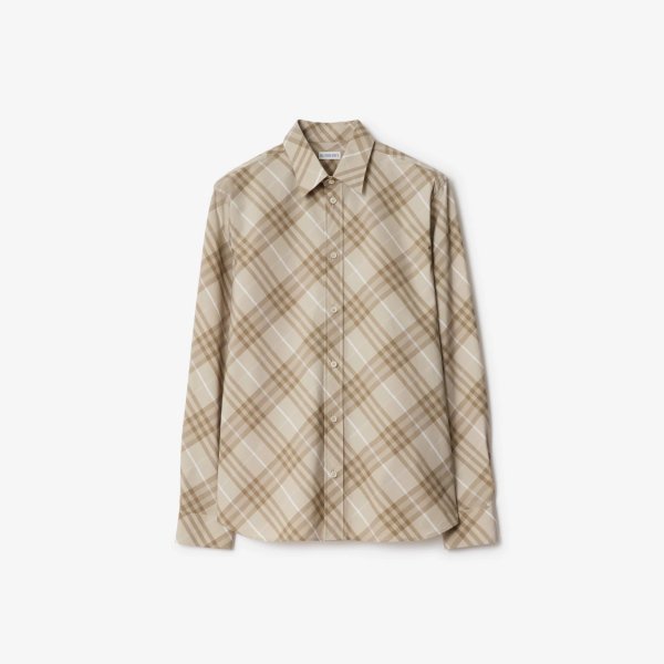 Check Cotton Shirt Stone Grey