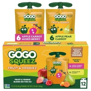 GoGo SqueeZ  苹果混合果蔬泥 3.2盎司*12包