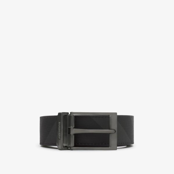 Men's Reversible Check Belt Charcoal Grey