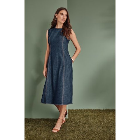 JJill Seamed Indigo Midi Dress
