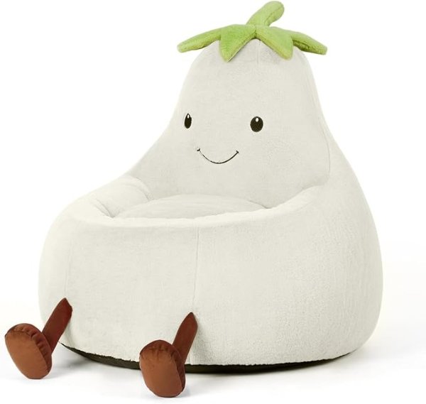 DUMOS Kids Bean Bag Chair Faux Rabbit Fur 31 Inch Beige