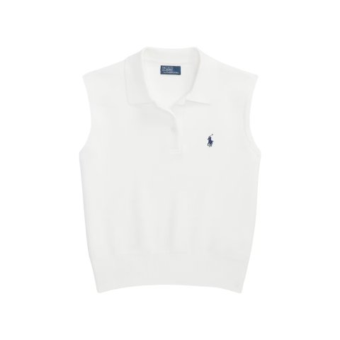 Cotton-Blend Sleeveless Polo Sweater