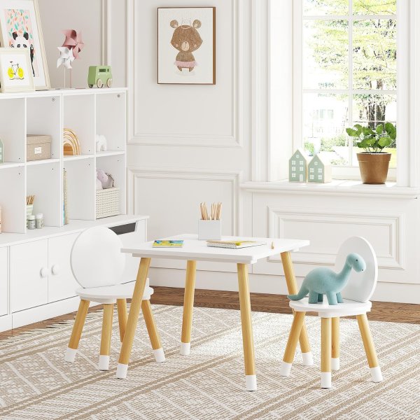 UTEX Kids Table and 2 Chairs Set White