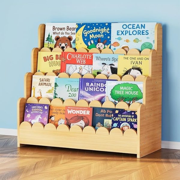 SpaceAid 4-Tier Wooden Bookshelf 29.6 Inch
