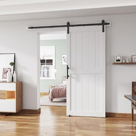 H-Frame Sliding Barn Door White 38x84 Inch
