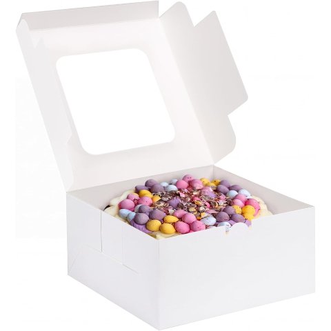 Moretoes Cake Boxes 24 Pack 10x10x5 Inch White