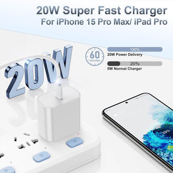 Kitminun iPhone 15 快充头 10英尺C-C线