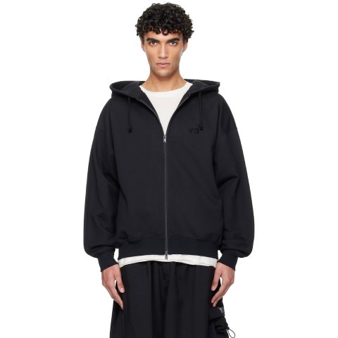 Y-3 Black Brushed Terry Zip Hoodie