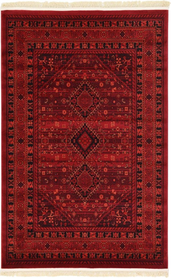 Sheibani 地毯 4'1"x6'1" 红黑