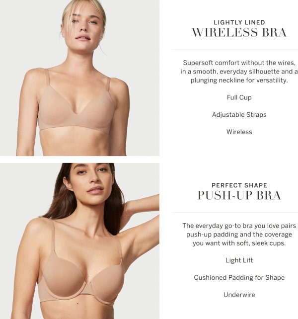 Victoria's Secret Wireless T-Shirt Bra 32A-38DDD