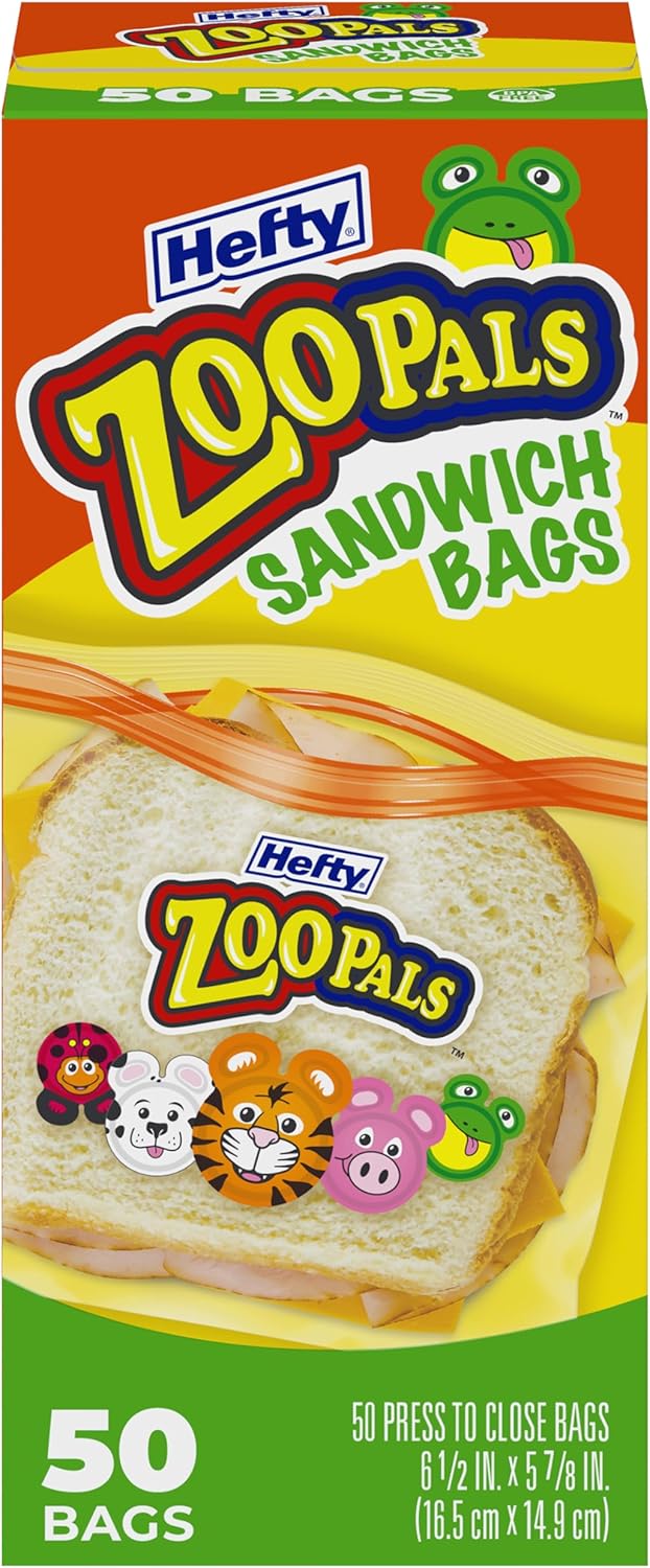 2 for $4.08 ($2.04 each)  Amazon.com: Hefty Zoo Pals Sandwich Bags 50ct : Health &amp; Household