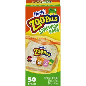 $2.04 2 for $4.08 ($2.04 each)  Amazon.com: Hefty Zoo Pals Sandwich Bags 50ct : Health & Household