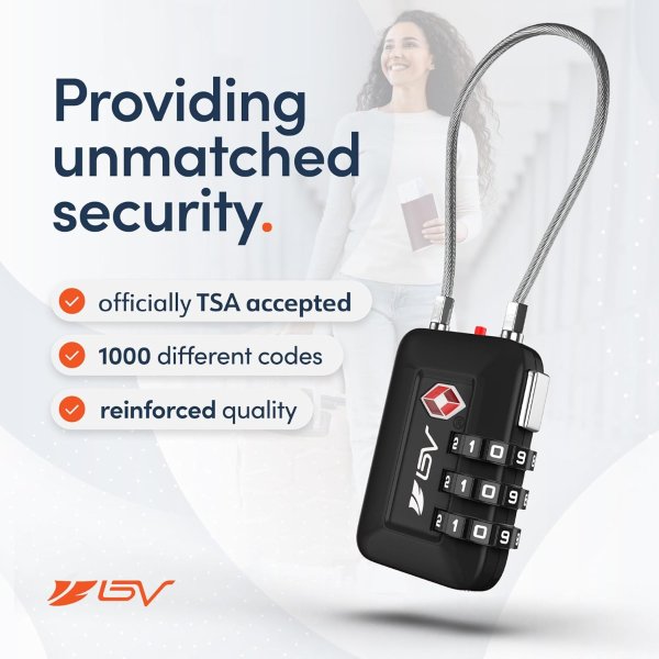 TSA Luggage Combination Lock Black 2-Pack