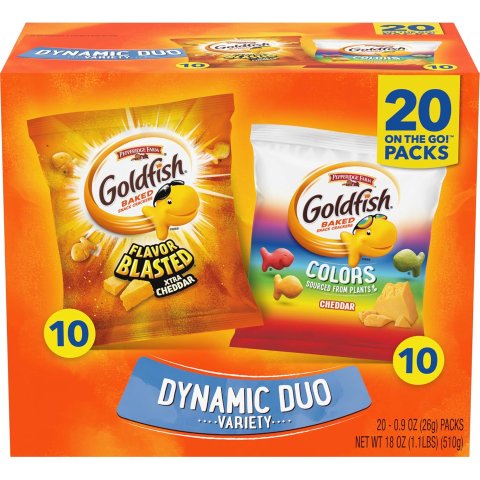 Goldfish Dynamic Duo Snack Pack Cheddar 20 Ct