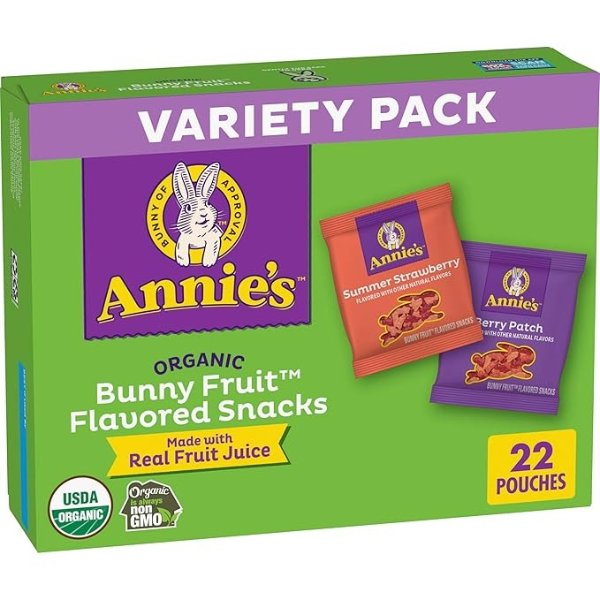 Organic Bunny Fruit Snacks Variety Pack 22 Count