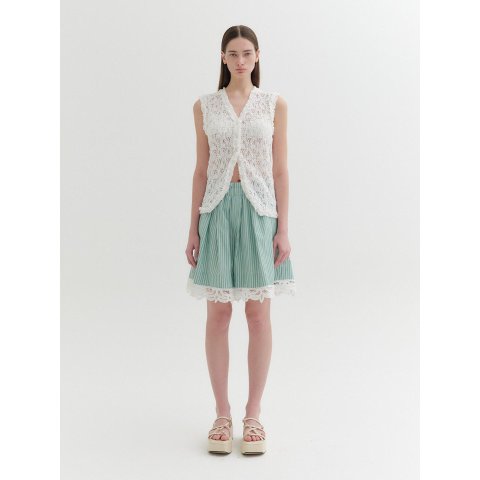 Lace A-Line Shorts Green