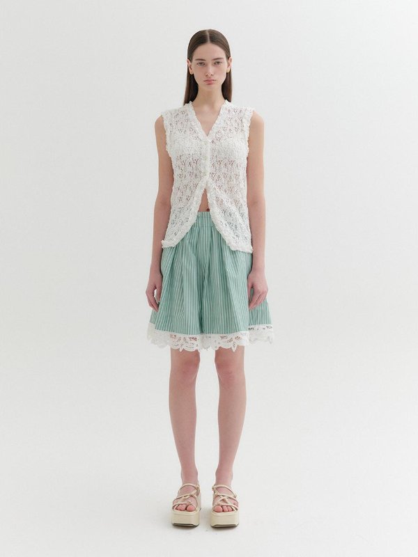 Lace A-Line Shorts Green