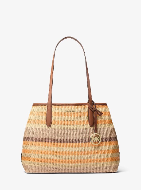 Avalon Medium Striped Woven Tote Bag