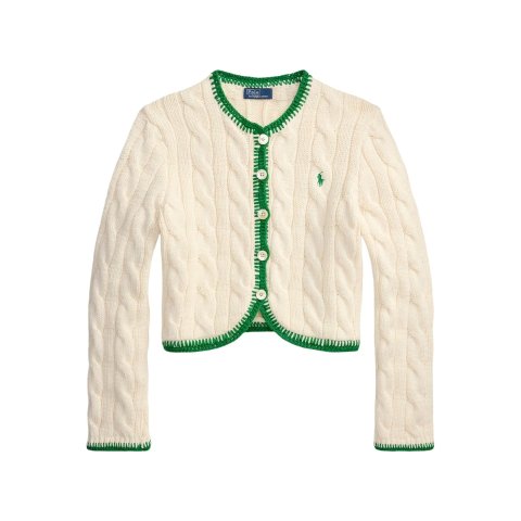 Polo Ralph LaurenCable-Knit Stretch Cotton Crop Cardigan