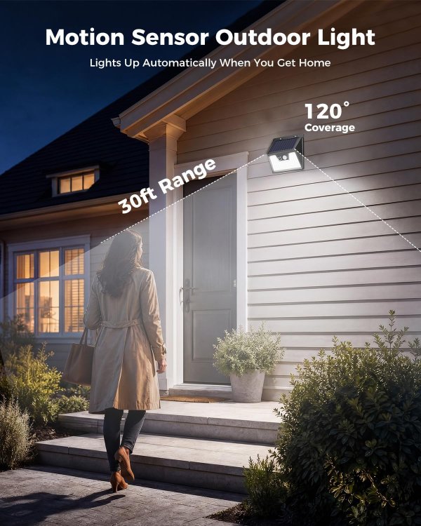 Peasur Solar Outdoor Motion Sensor Light 140 LED 6 Pack