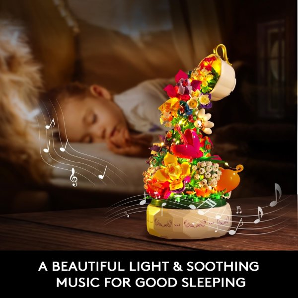 HOGOKIDS 鲜花音乐盒积木带灯