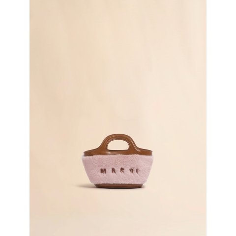 MarniPink Tropicalia micro bag with faux fur trim