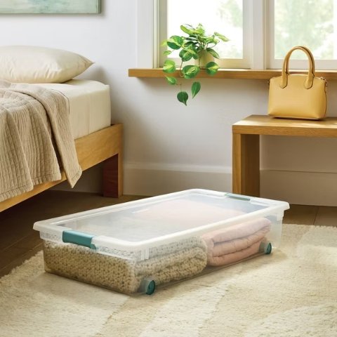 Brightroom 60qt Underbed Clear Storage Bin with Latches