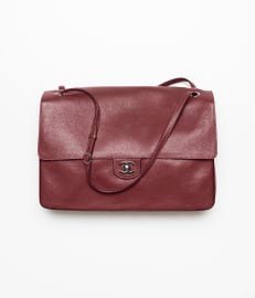 Maxi Flapbag Grained Calfskin Dark Burgundy