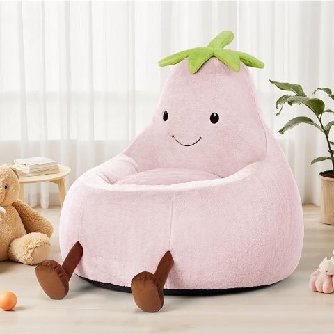 DUMOS 儿童豆袋椅 兔毛面 31英寸 粉色