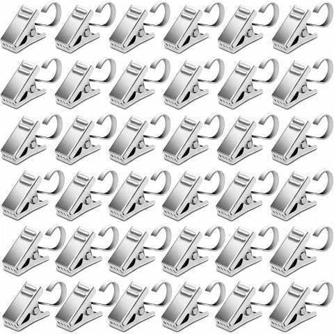 BIHRTC Stainless Steel Curtain Clips 50 Pack