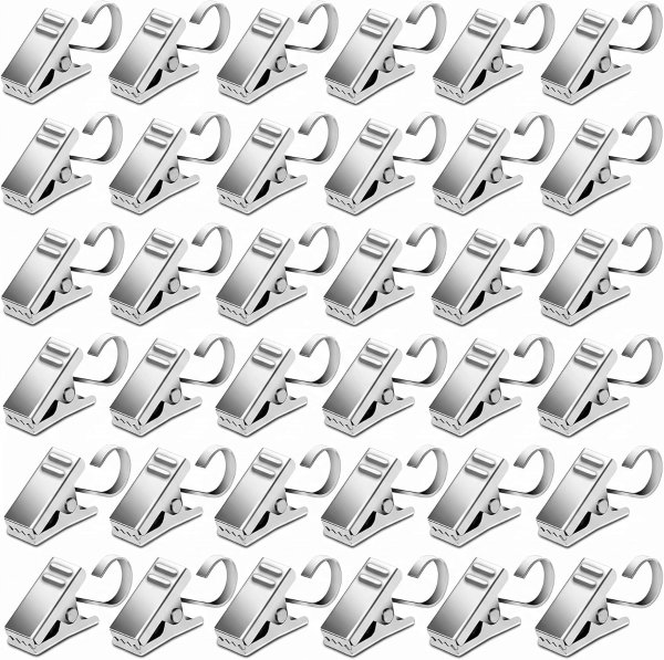 BIHRTC Stainless Steel Curtain Clips 50 Pack