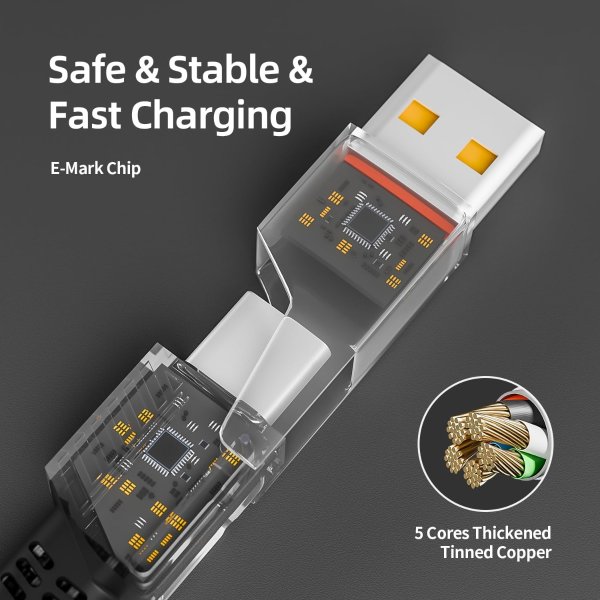 IDISON USB C 4-in-1 Fast Charging Cable 65W 4FT