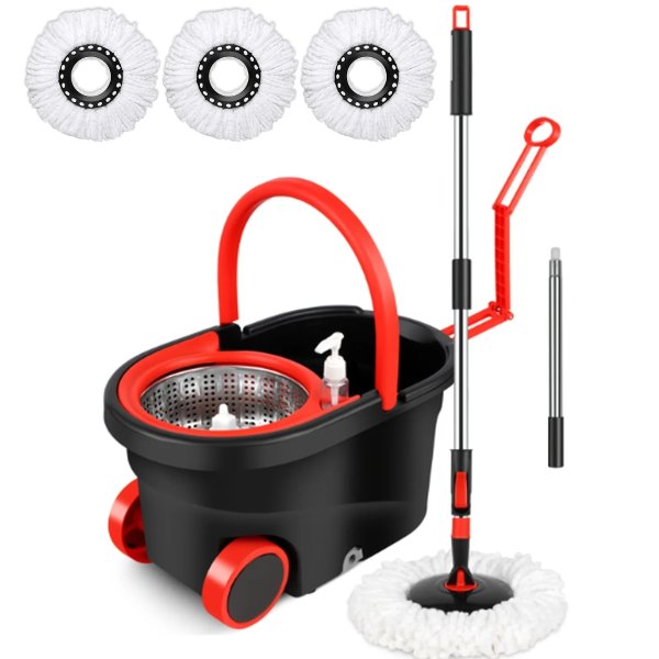 Spin Mop and Bucket Set 61 Inch Stainless Steel Handle