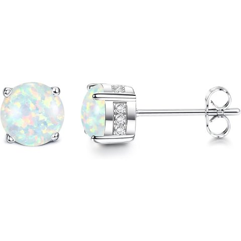 Milacolato Opal Stud Earrings 18K Gold 6MM