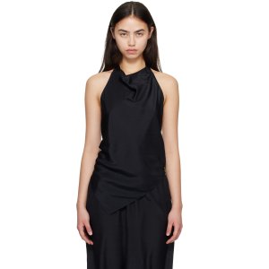 Black Silk Grid Halter Top $387