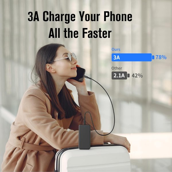 VANYUST 10000mAh Portable Charger USB-C Fast Charging White