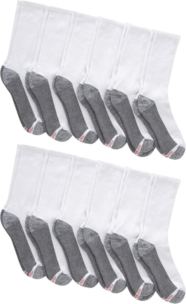 Hanes Max Cushioned Men's Crew Socks Moisture-Wicking Odor Control Multi-Pack